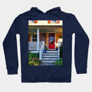 Mendham NJ - Porch With Wooden American Flag Hoodie